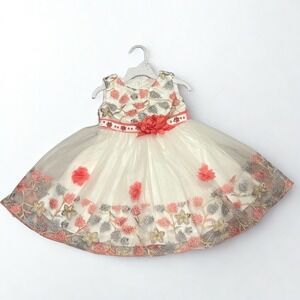 24m/2T Toddler Pageant Flower Girl Lace Dress Wedding Formal Dresses Pink/peach